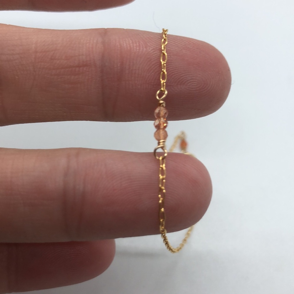 Handmade Micro Faceted Sunstone & Gold Filled Chain Bracelet